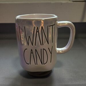Rae Dunn Iridescent Mug with 'I WANT CANDY' Design For Coffee Tea Hot Chocolate
